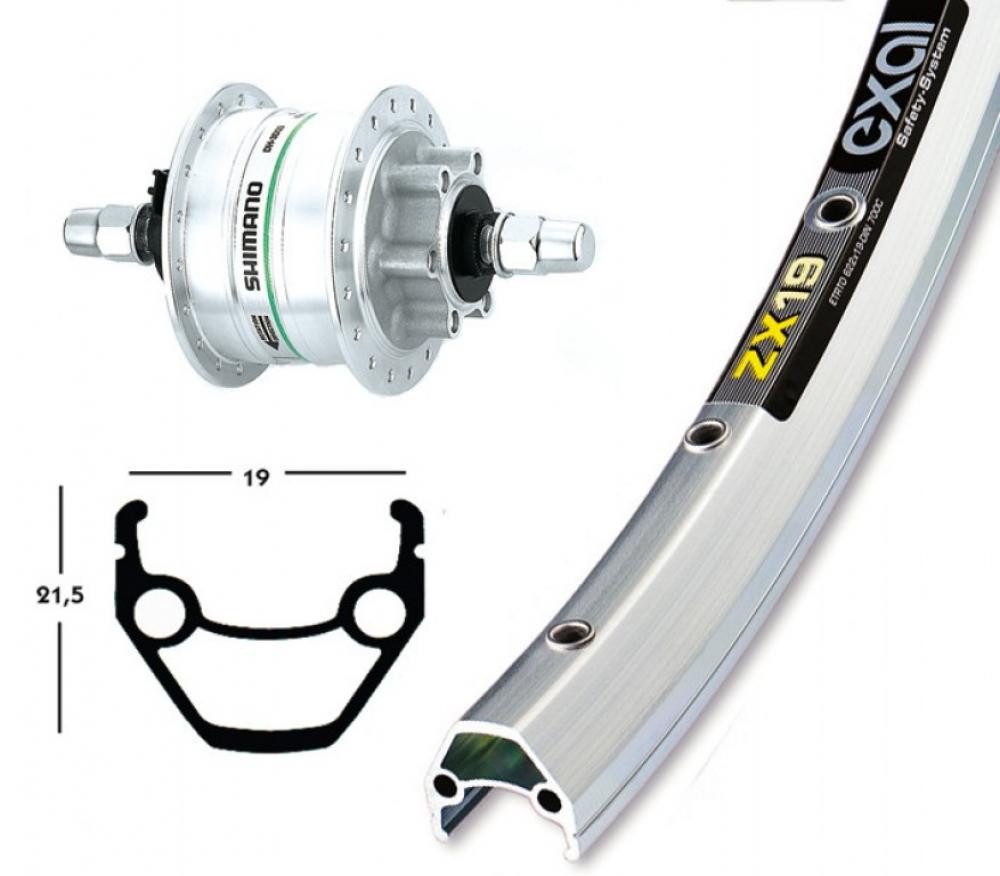 BikeParts Laufrad Laufrad, Vorderrad 28x1.75 DH-3D32 6L silber Festachse 36-Loch Exal ZX