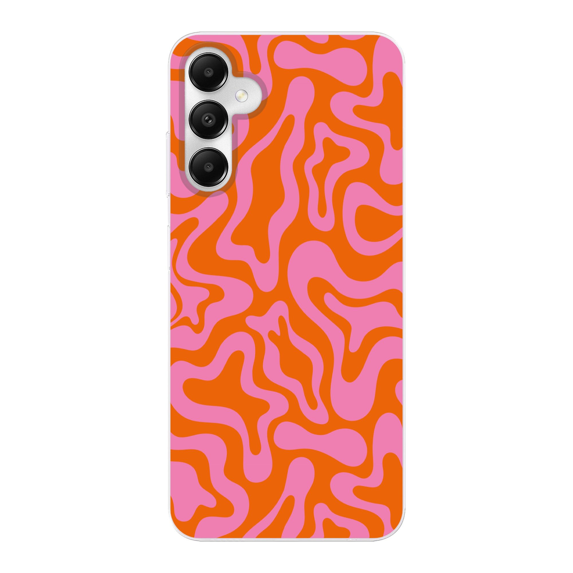 MuchoWow Handyhülle für Samsung Galaxy A05s Muster - Rosa - Orange - Abstrakt - Modern, Smartphone-Bumper, Print, Handy Schutzhülle Dünn