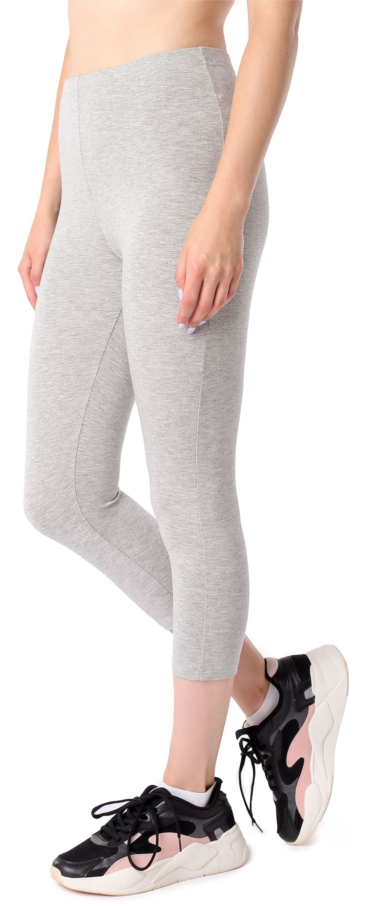 Bund Leggings elastischer MS10-413 Melange Leggings 3/4 Merry (1-tlg) Viskose Damen Style