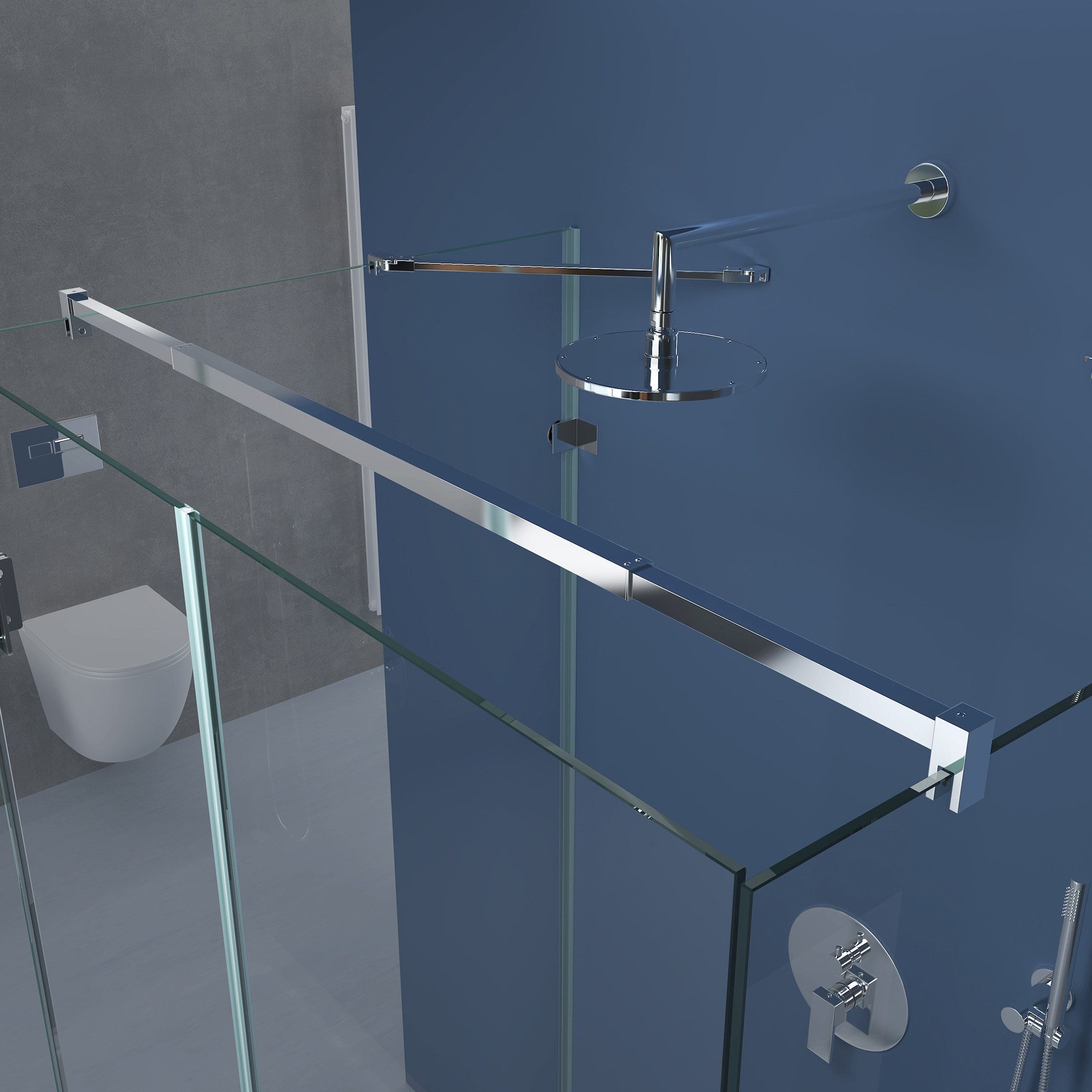 doporro Komplettdusche Duschkabine U-Form magnetische Dichtungsleisten ESG-8mm mit Nano R40, BxT: 90x80 cm, Einscheibensicherheitsglas (ESG), ebenerdiger Einbau – Bild 4 von 5
