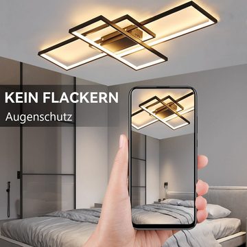 oyajia Deckenleuchte 60W Dimmbar LED Deckenlampe 90cm, 3 Rechteck Geometrisch Deckenleuchte, LED fest integriert, Kaltweiß/Naturweiß/Warmweiß, 90x50x5.5cm, Deckenbeleuchtung für Schlafzimmer Wohnzimmer Flur Büro