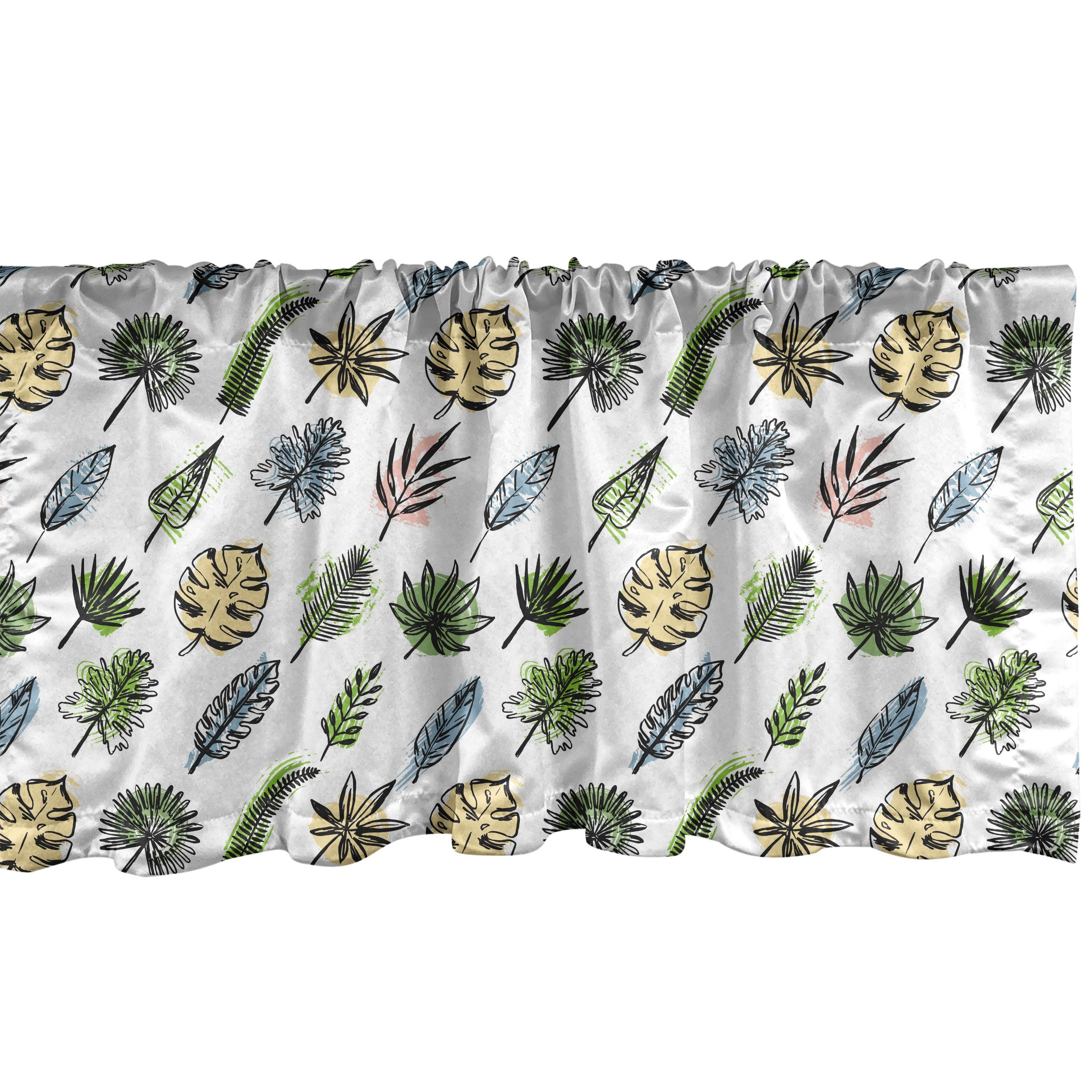Scheibengardine Vorhang Volant für Küche Schlafzimmer Dekor mit Stangentasche, Abakuhaus, Microfaser, Philodendron Blätter in Grunge