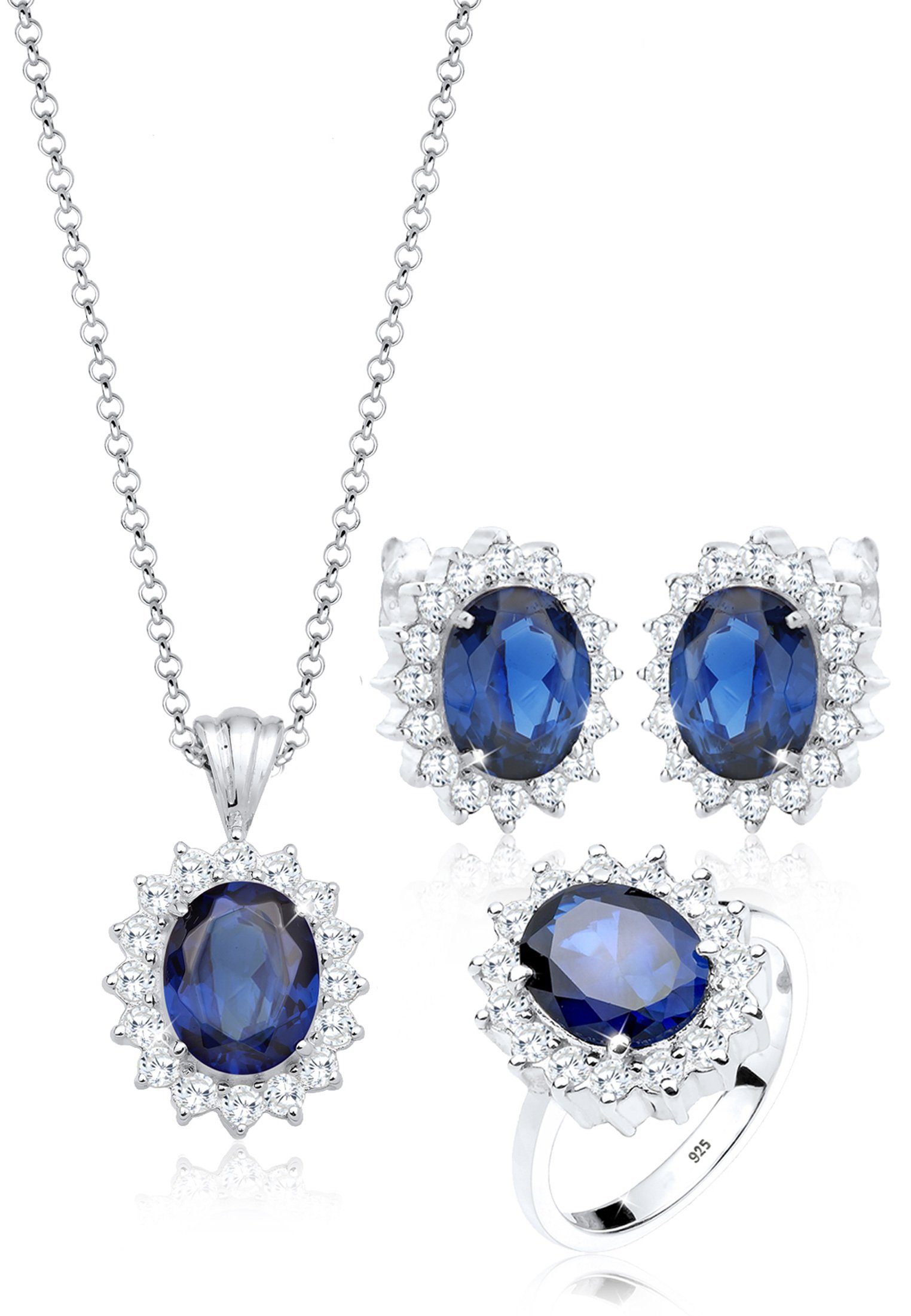 Elli Schmuckset Zirkonia Synthetischer Saphir Blau günstig online kaufen