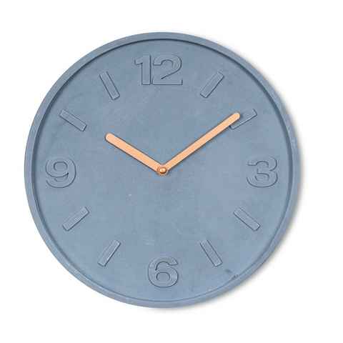 Levandeo® Wanduhr (Hochwertige Wanduhr Beton-Uhr 30cm Grau Kupfer Uhrzeit Wanddeko)
