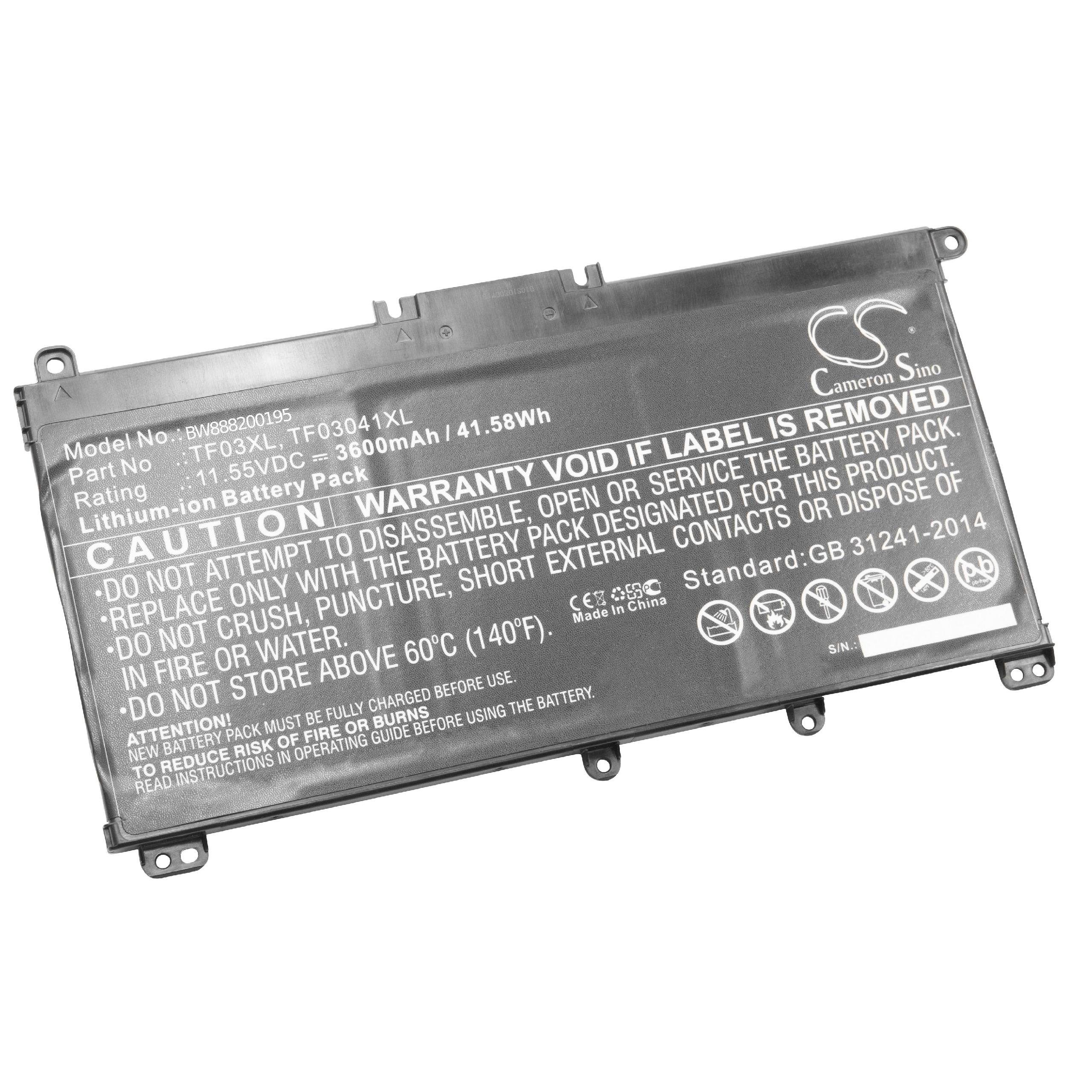 vhbw passend für HP Pavilion 14-BF108CA, 14-BF110NS, 14-BF114TX, Laptop-Akku 3600 mAh