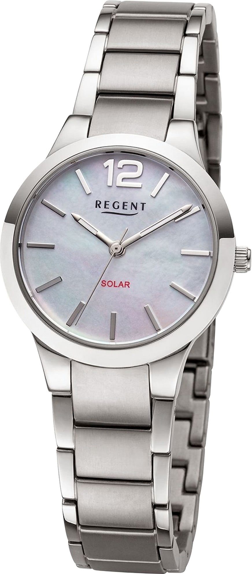 Regent Solaruhr Regent Damen Solaruhr Analog Metallarmband, (Solaruhr), Damen Solaruhr rund, extra groß (ca. 30mm), Metallarmband