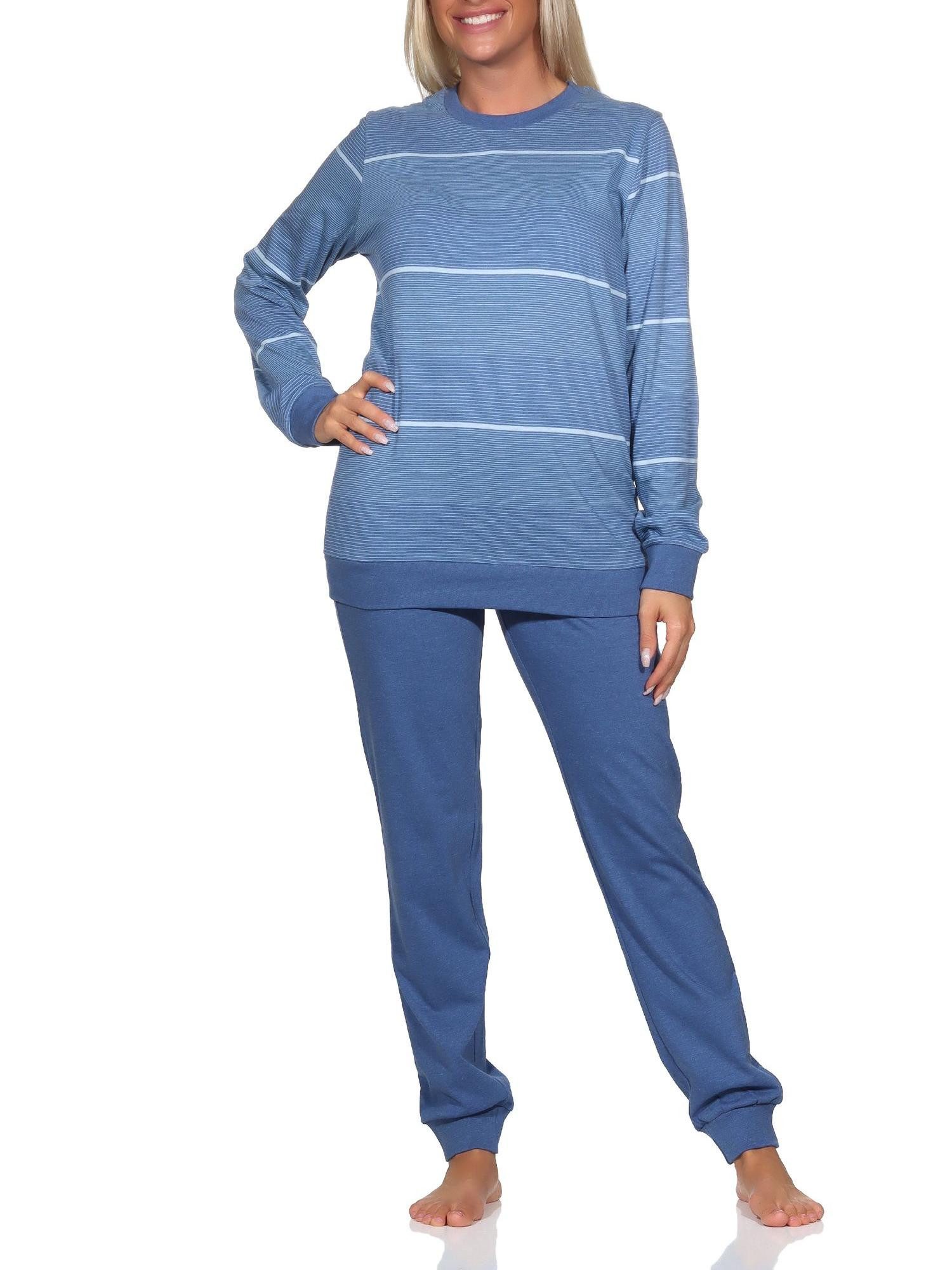 Pyjama Normann Damen langarm Schlafanzug mit Bündchen - auch in Übergrössen