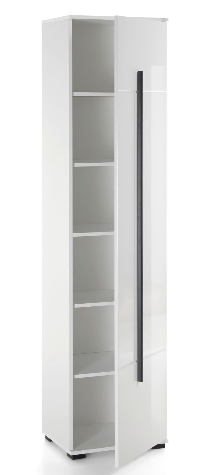 IMV Hochschrank Design-D (Badschrank in 6 Hochglanz, 200 Fächer cm) 45 x weiß