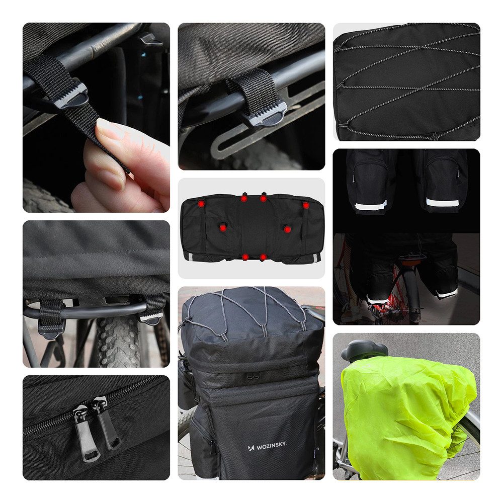 Wozinsky Fahrradtasche Wozinsky Fahrradgepäckträgertasche 60L mit Regenschutz