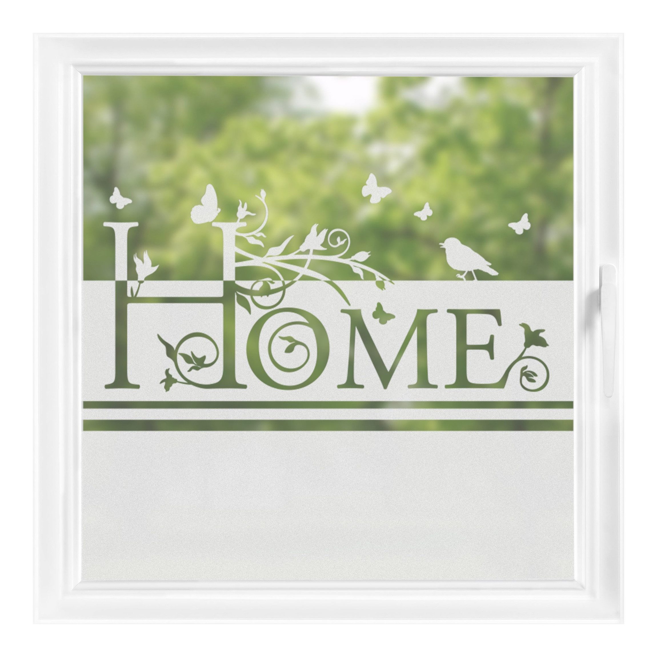 Bilderdepot24 Fensterfolie statisch haftend Motiv Fensterdeko Home floral B günstig online kaufen