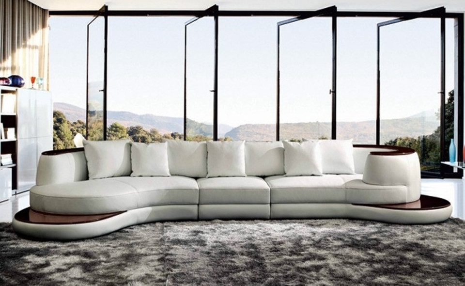 Xlmoebel Wohnlandschaft Rundes Designer Ecksofa aus Leder in royalem Stil, Hergestellt in Europa