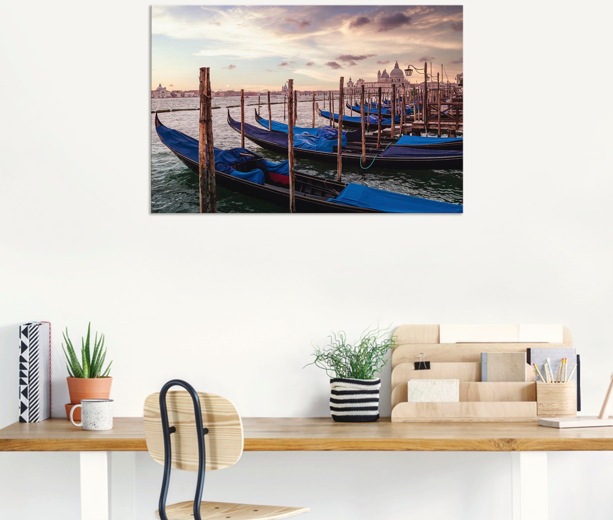 Schiffen & von Artland Gondeln, als oder Leinwandbild, Booten Größen (1 versch. Bilder Wandaufkleber Alubild, Wandbild Poster Venedig St), in