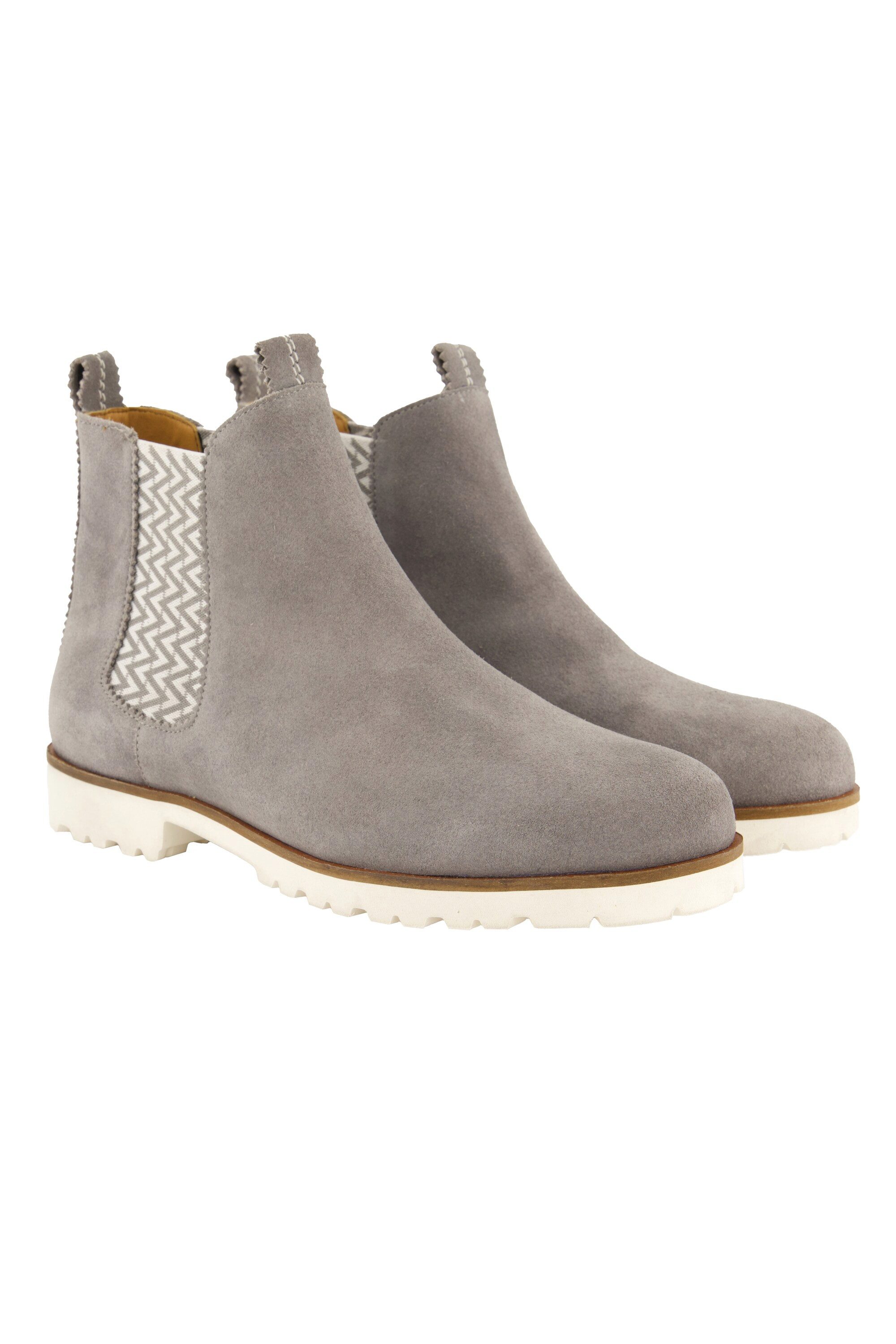 Ulla Popken Suede-Chelseaboots Mustereinsatz Wechselfußbett Stiefel