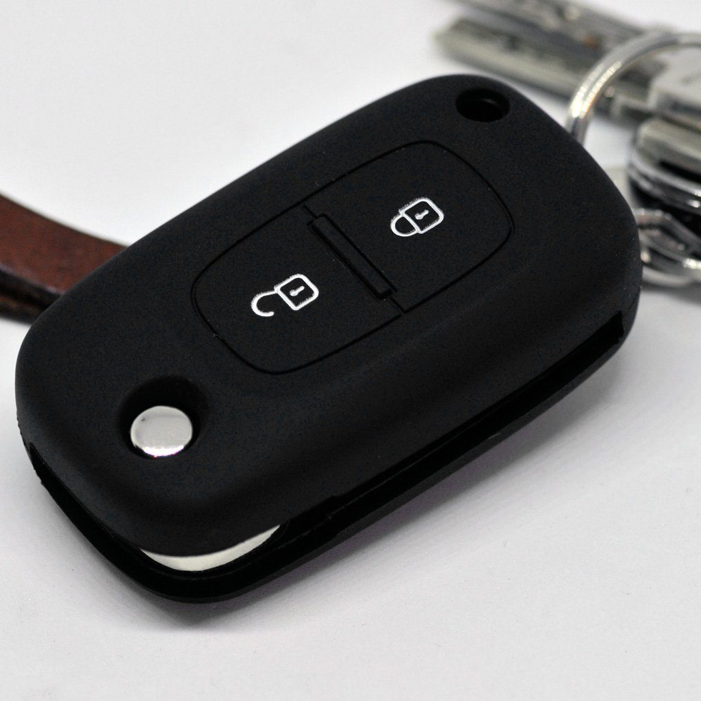 Benz Forfour Softcase Citan Twingo Smart Renault Silikon Schlüsseltasche Schutzhülle Autoschlüssel Kangoo III Mercedes Clio für mt-key Schwarz,