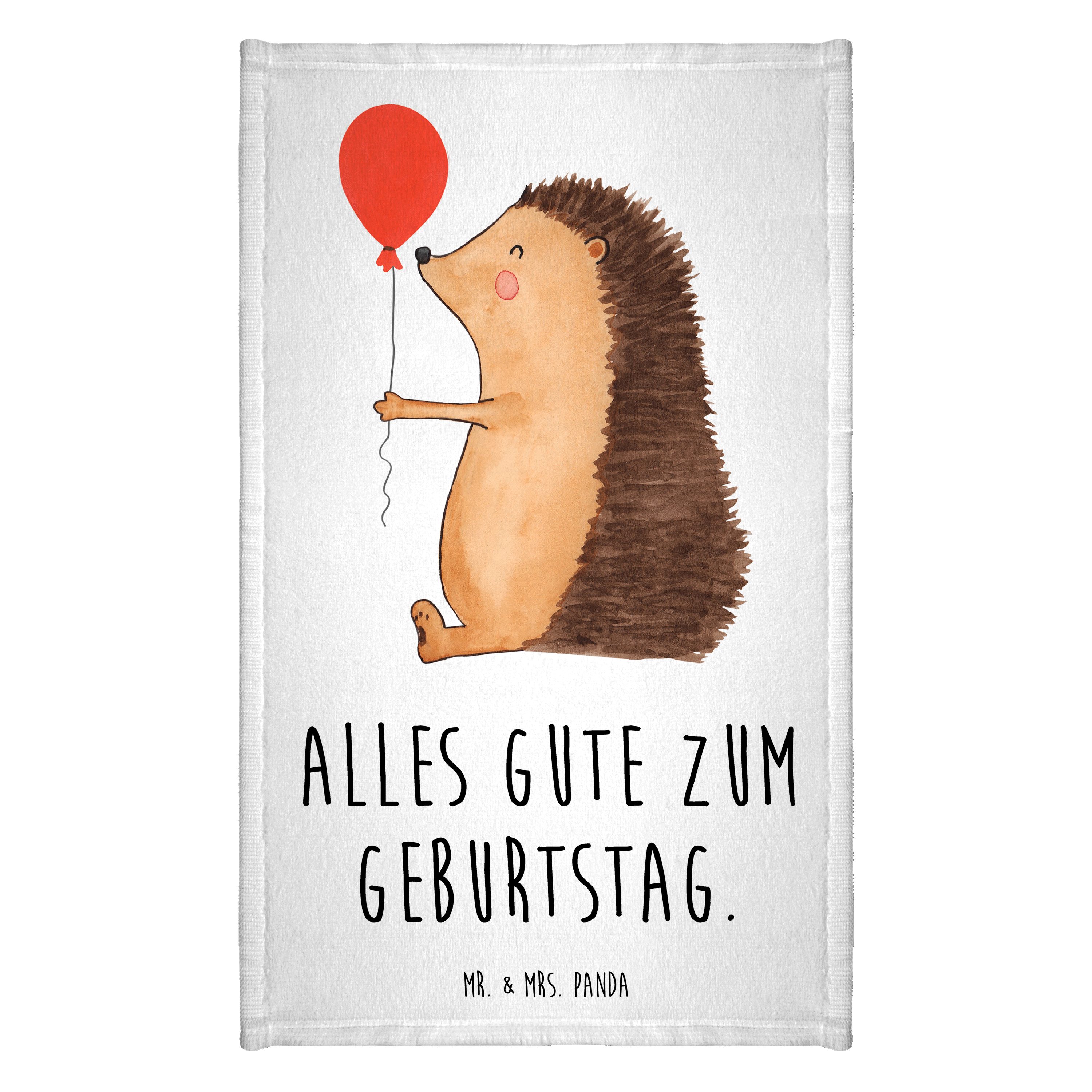 Handtuch Igel Luftballon - Weiß - Geschenk, Frottier, Tiermotive, Tiere, Gute