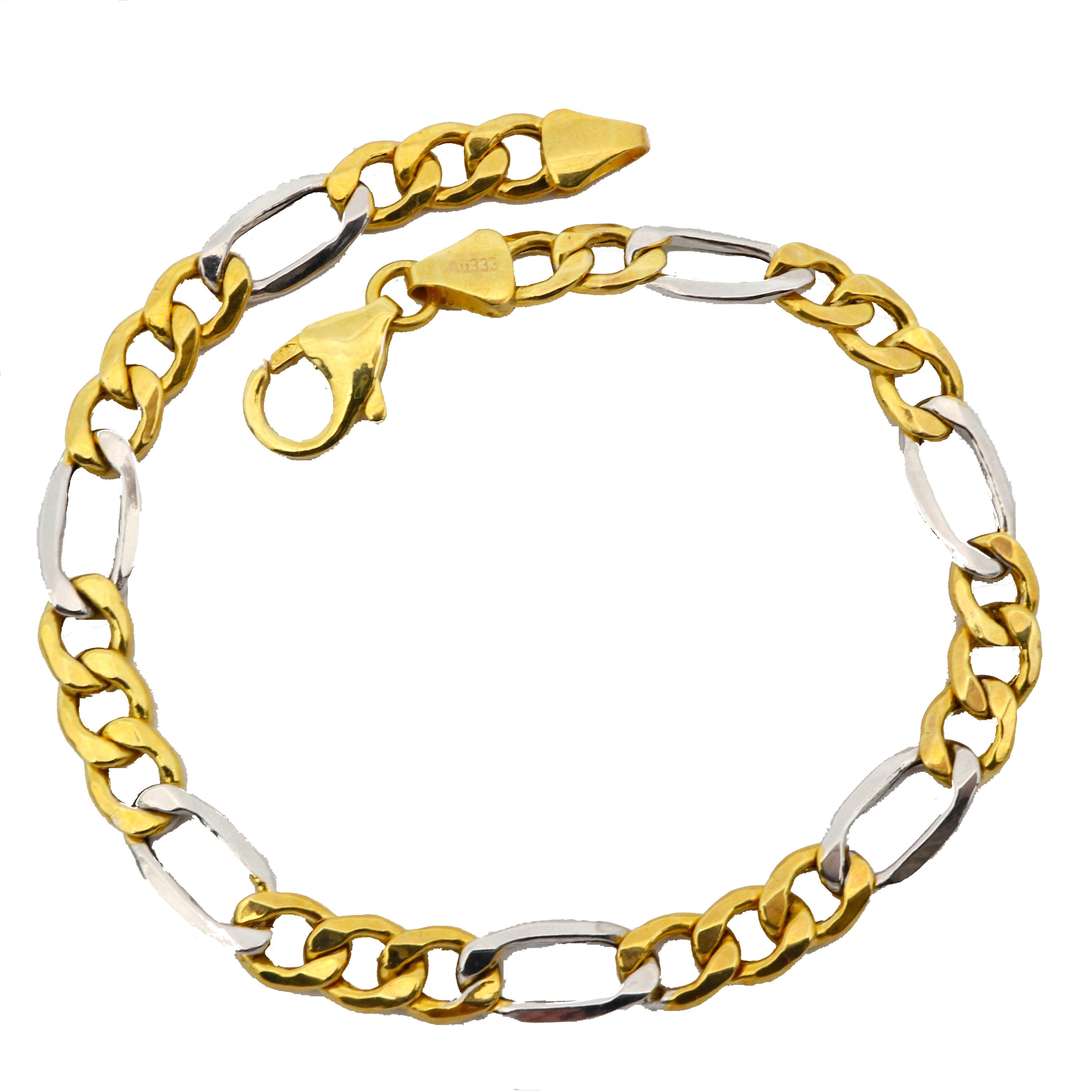 G & J Goldarmband Figarokette 333 8Karat Gelbweißgold (Bicolor) 5,7mm 19-21 günstig online kaufen