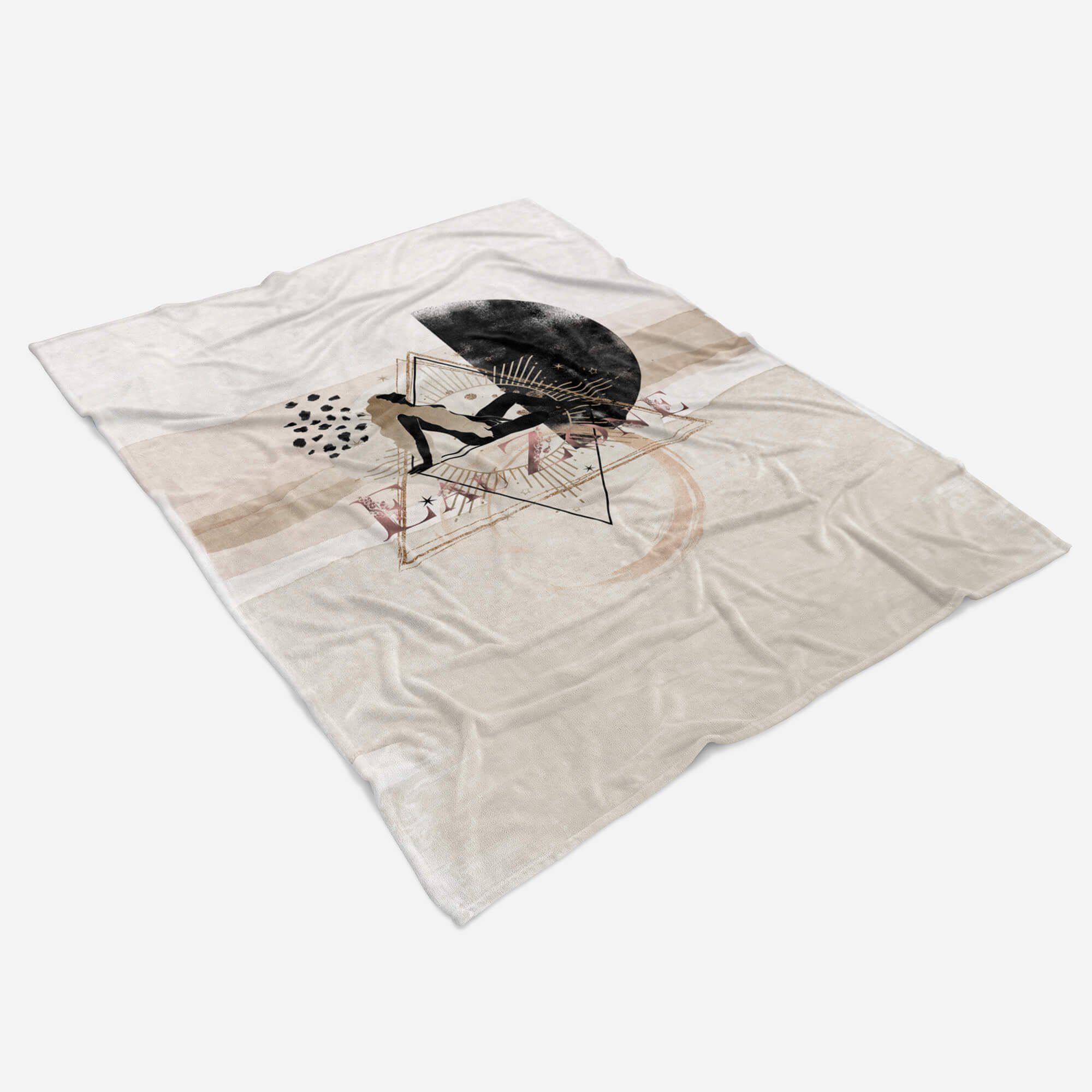 Sinus Art Handtücher Handtuch Strandhandtuch Saunatuch Kuscheldecke Kunstvoll schöne Frau Halbmond Motiv, Baumwolle-Polyester-Mix (1-St), Handtuch