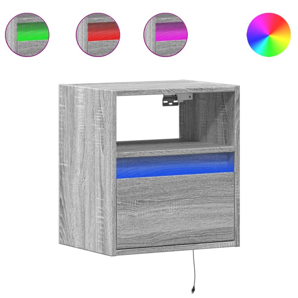 vidaXL Nachttisch Wand-Nachttisch mit LED-Leuchten Grau günstig online kaufen