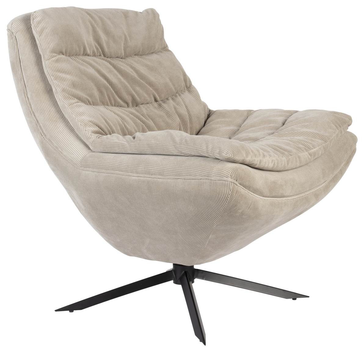 Dutchbone Loungesessel Drehbarer Lounge Sessel VINCE Cordstoff Beige von DutchBone
