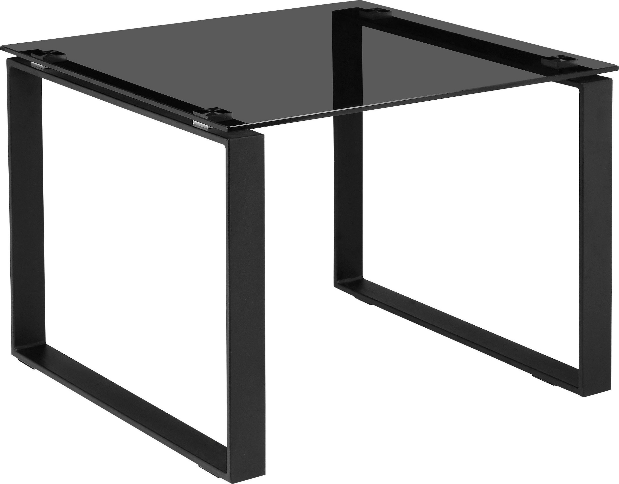 loft24 Wohnzimmertisch Artie, Couchtisch aus Metall mit Tischplatte aus Glas, Breite 60 cm