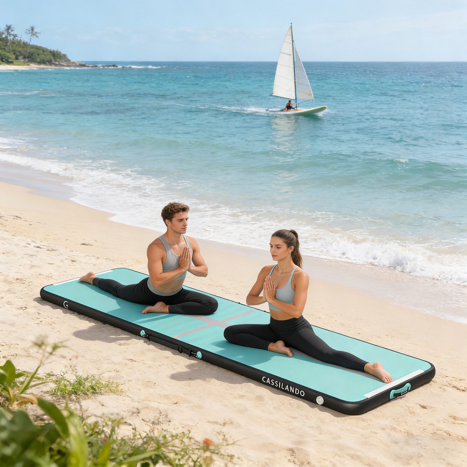 CASSILANDO Gymnastikmatte Turnmatte Aufblasbar: Airtrack Matte 3/4/5m, 10cm Hoch für Training (Set, gymnastics mat), rutschfest – Bild 4 von 5