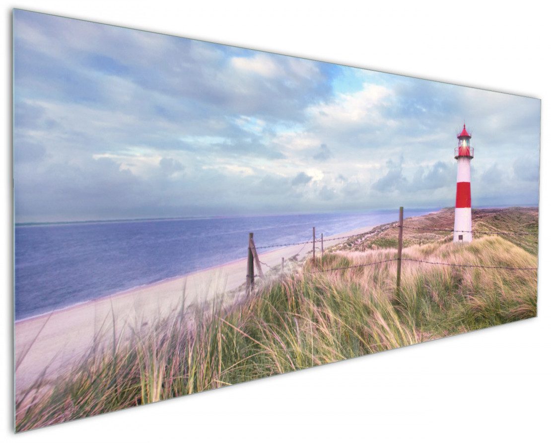 Wallario Küchenrückwand Leuchtturm am Strand von Sylt, (1-tlg)