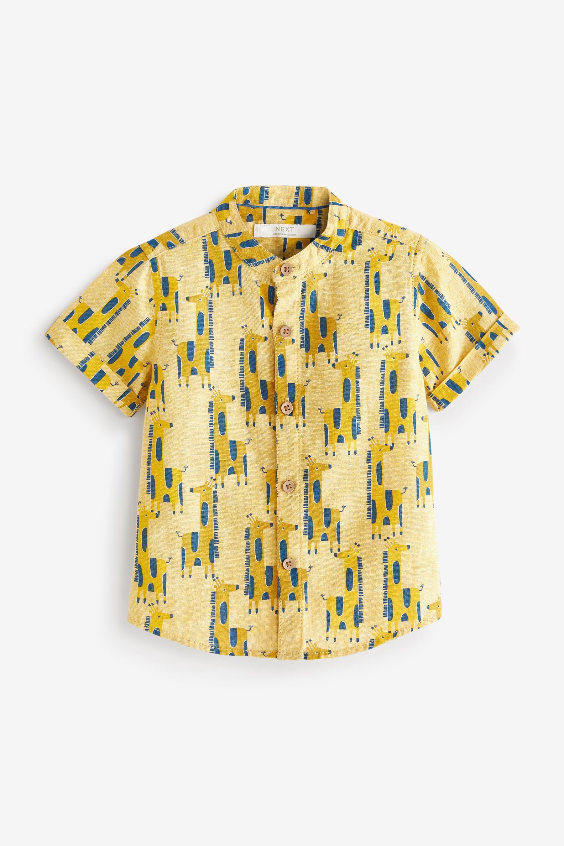 Next Kurzarmhemd Kurzärmliges, bedrucktes Hemd (1-tlg) Yellow