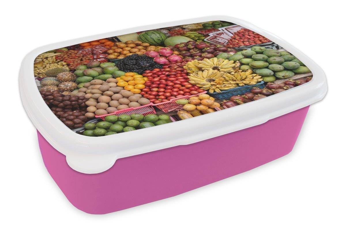 Brotbox - Indonesien, Erwachsene, Kunststoff für Mädchen, Tropisch Kiste Kinder, (2-tlg), - Brotdose Obst rosa Kunststoff, MuchoWow Snackbox, Lunchbox -