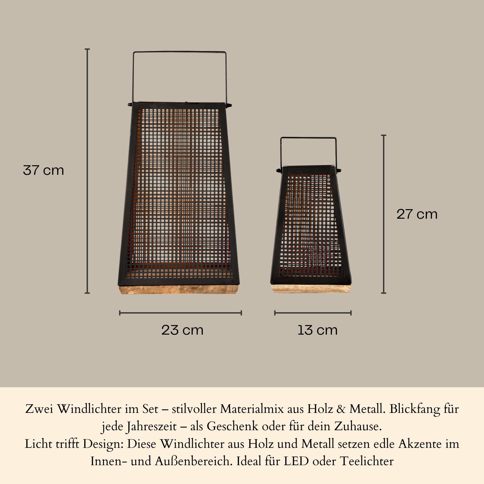 Marrakesch Orient & Mediterran Interior Teelichthalter 2er Set Skandinavisches Windlicht Baymita aus Metall in Schwarz 37 cm (2 St), Handarbeit