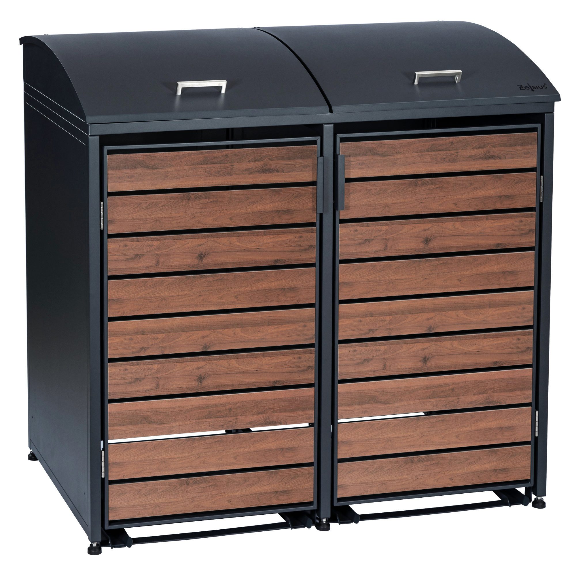 Zelsius Mülltonnenbox Zelsius Mülltonnenbox mit abgerundetem Deckel für zwei 120 - 240 Liter (Set, 1 Doppelbox), Einfach auf- und abzubauen