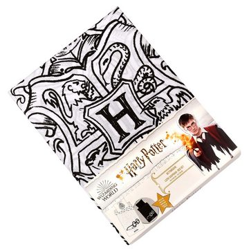 Kinderbettwäsche Harry Potter Cotton Hogwarts, weiß-schwarz, Baumwolle, 140x200cm, Sarcia.eu