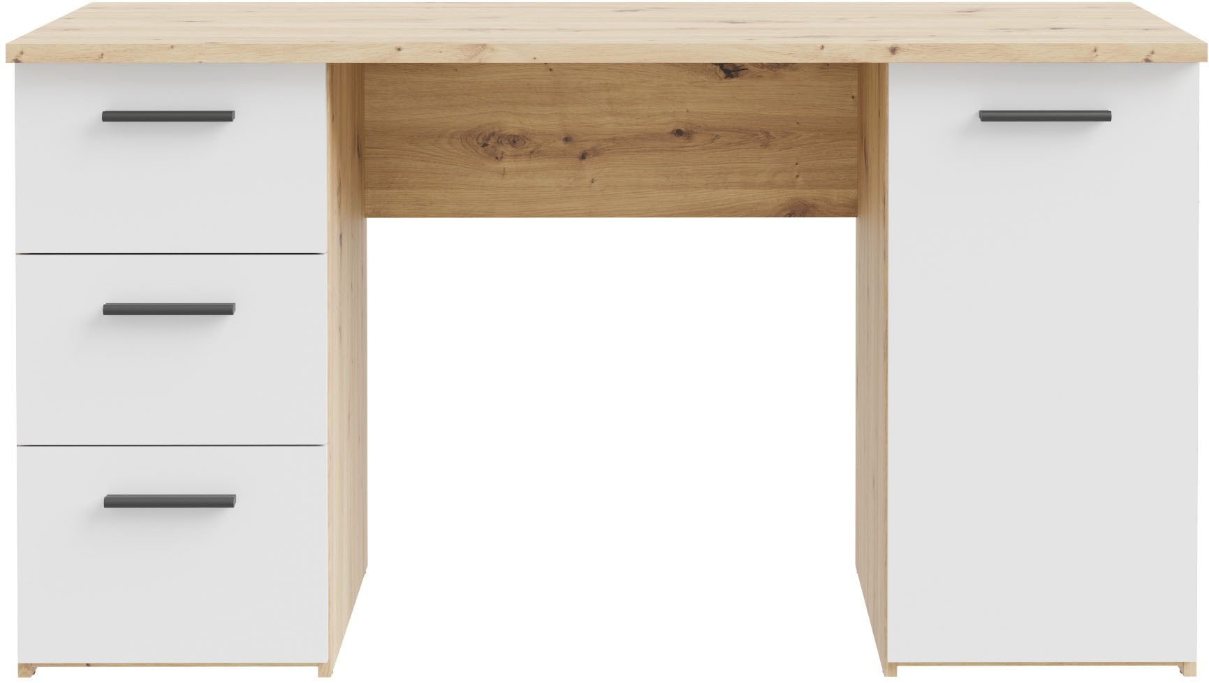 FORTE Schreibtisch Neuss, mit 3 Schubladen & 1 Tür, funktional, Breite 138 günstig online kaufen