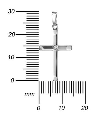 JEVELION Kreuzkette mit Brillant Anhänger 925 Silber - Made in Germany (Silberkreuz, für Damen und Herren), Mit Silberkette 925 - Länge wählbar 36 - 70 cm oder ohne Kette.
