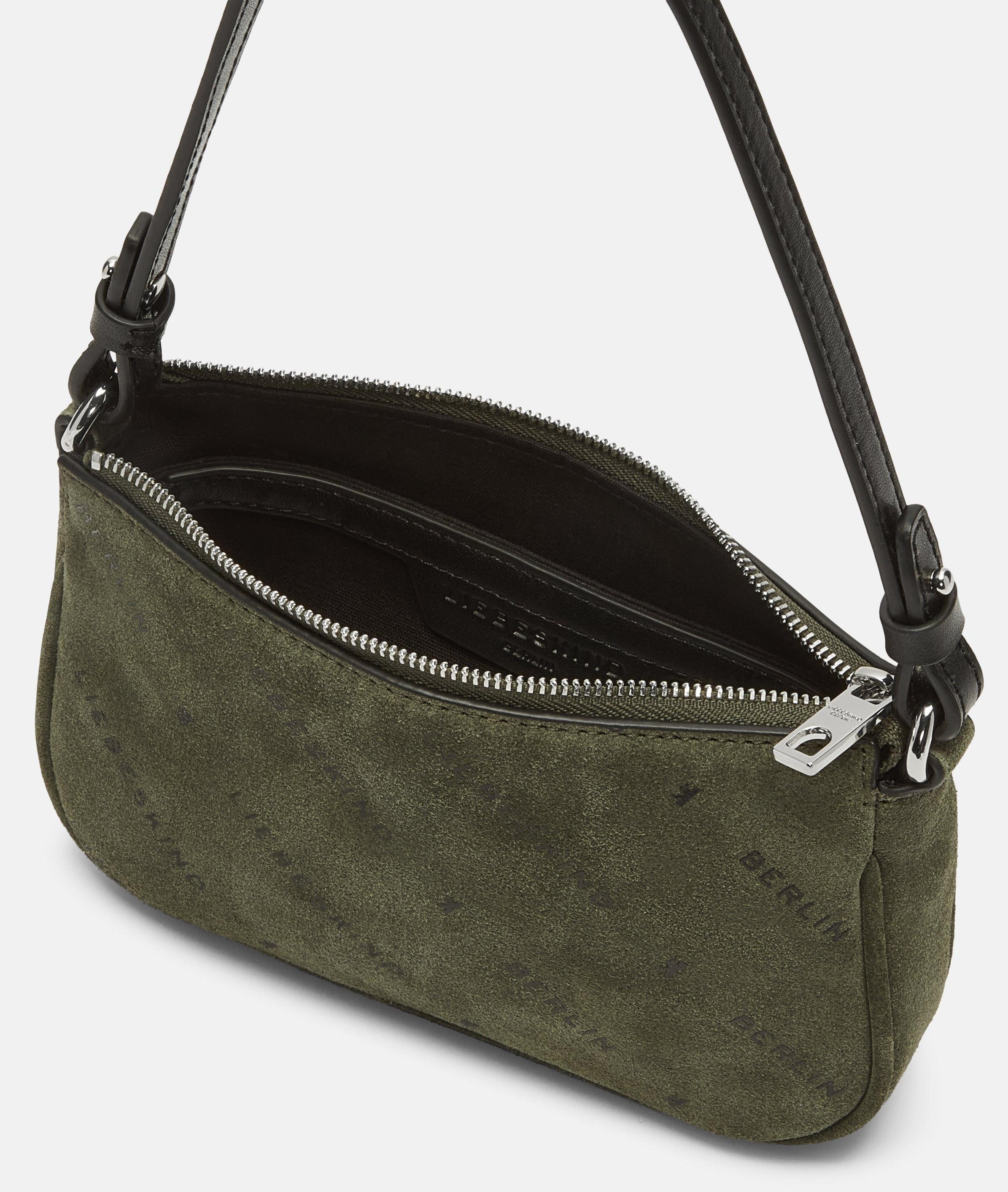 Liebeskind Berlin Umhängetasche Monogram Crossbody XS, Umhängetasche aus Veloursleder mit Liebeskind Berlin Schriftzug