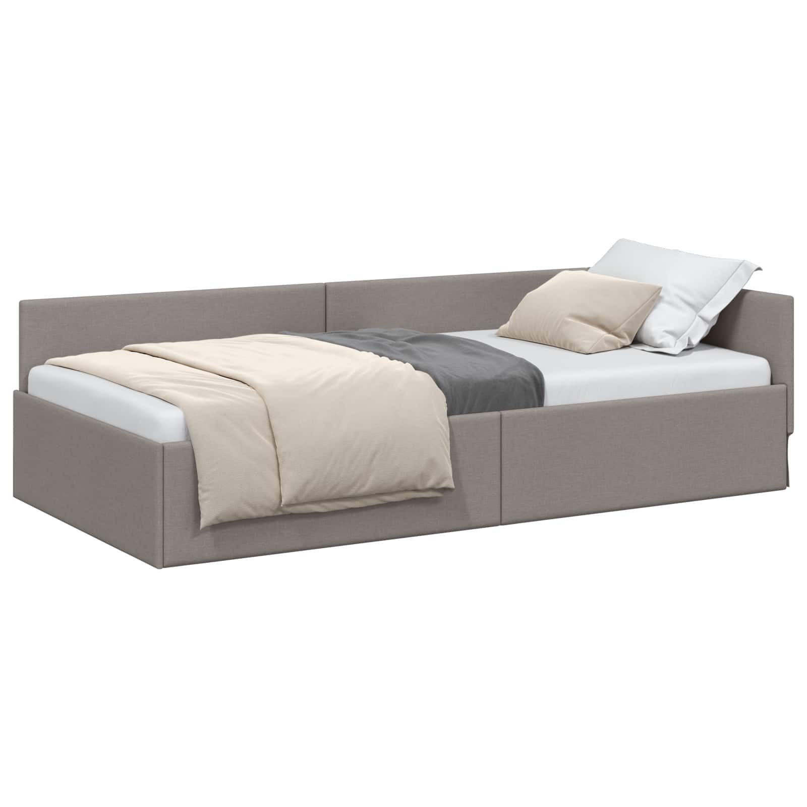 vidaXL Bett Eckbettgestell mit Kopfteil Taupe 90 cm x 200 cm Stoff (1-tlg)