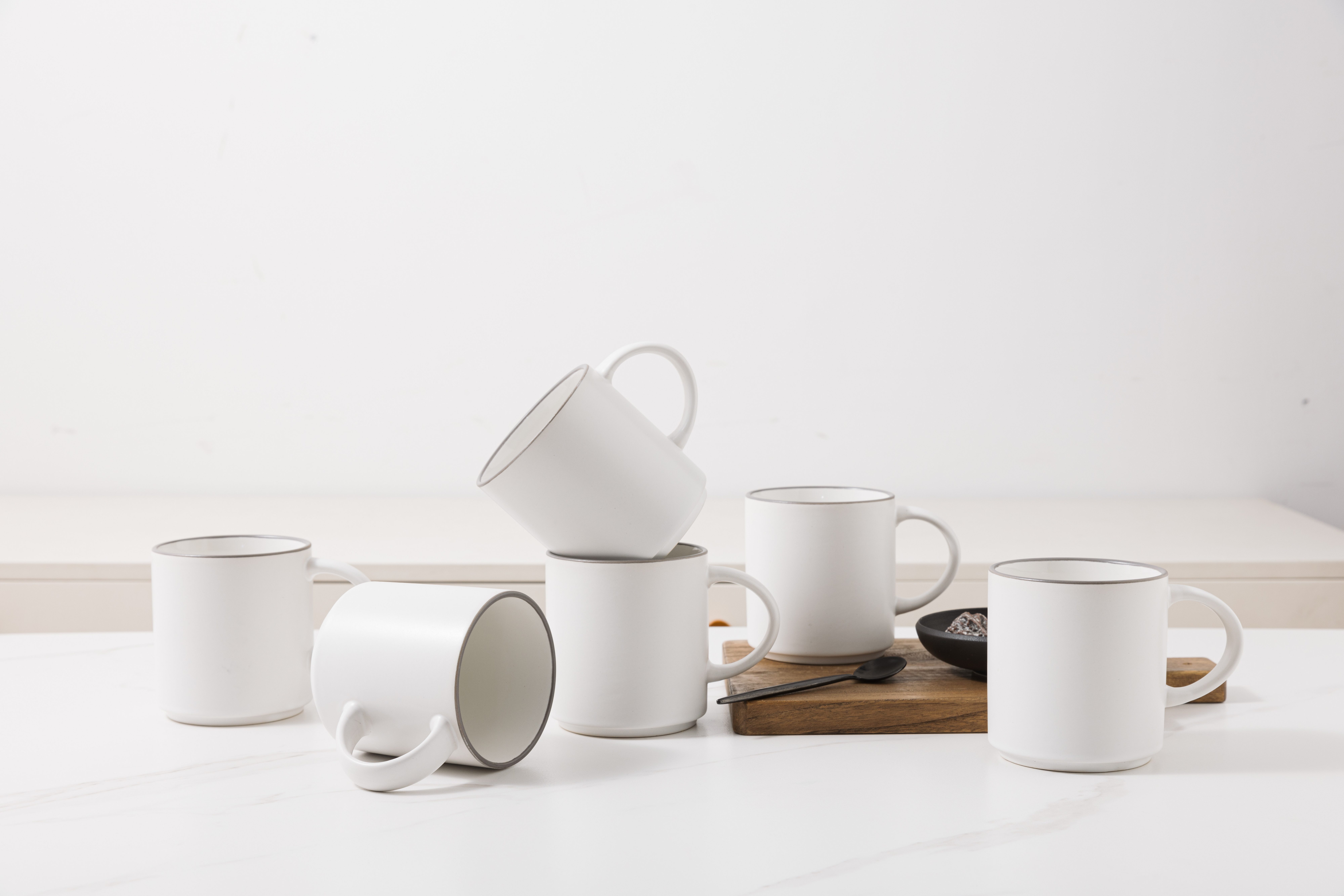 OTTO home Becher Kaffeebecher Ylvii, 6er Set, 6-tlg., Steinzeug, spülmaschinenfest und mikrowellengeeignet, 350 ml