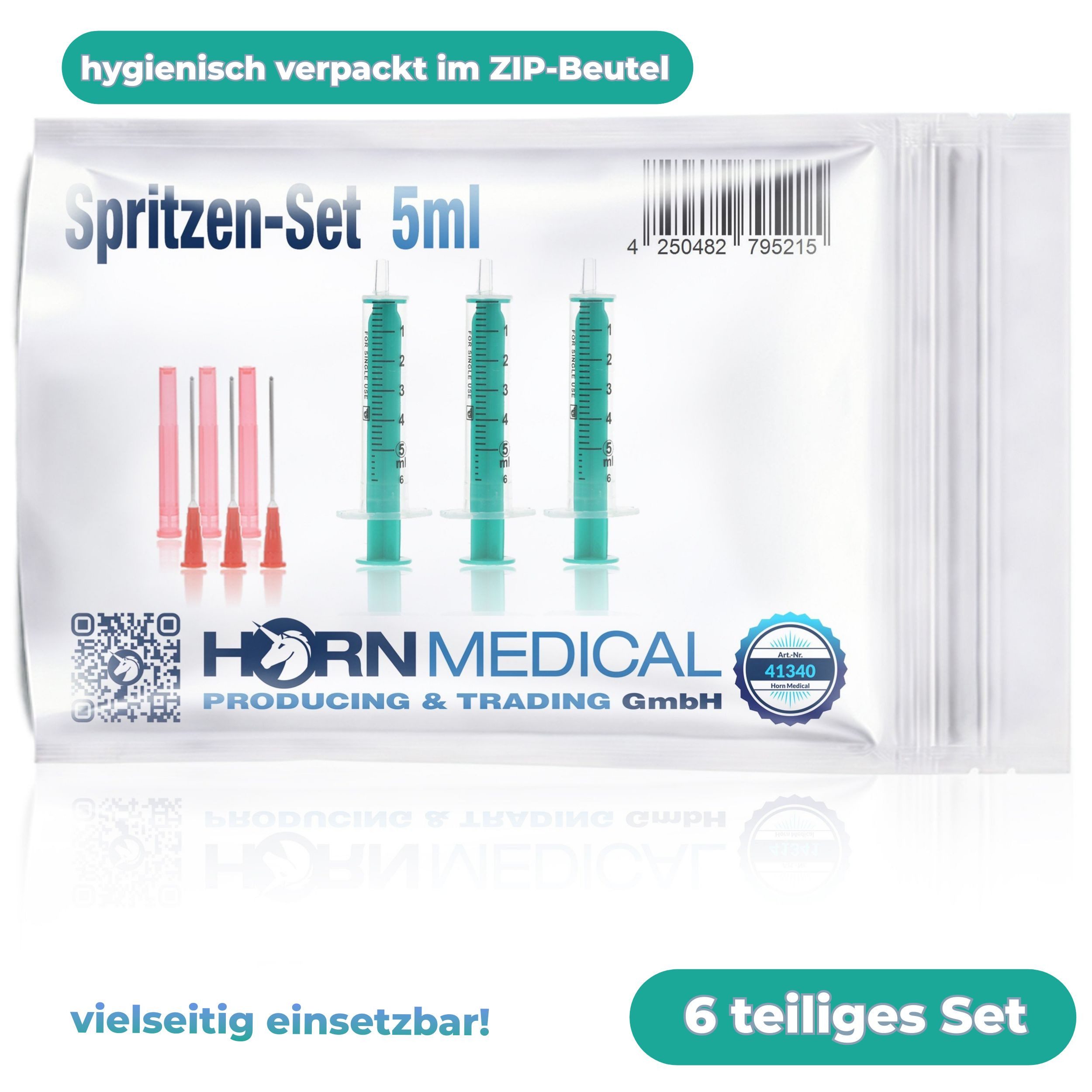 Horn Medical Einwegspritze Horn Medical Spritzen-Sets mit stumpfen Kanülen -Größe wählbar-, (Einwegartikel, einzeln steril verpackt), präzises Dosieren ohne Verletzungsgefahr
