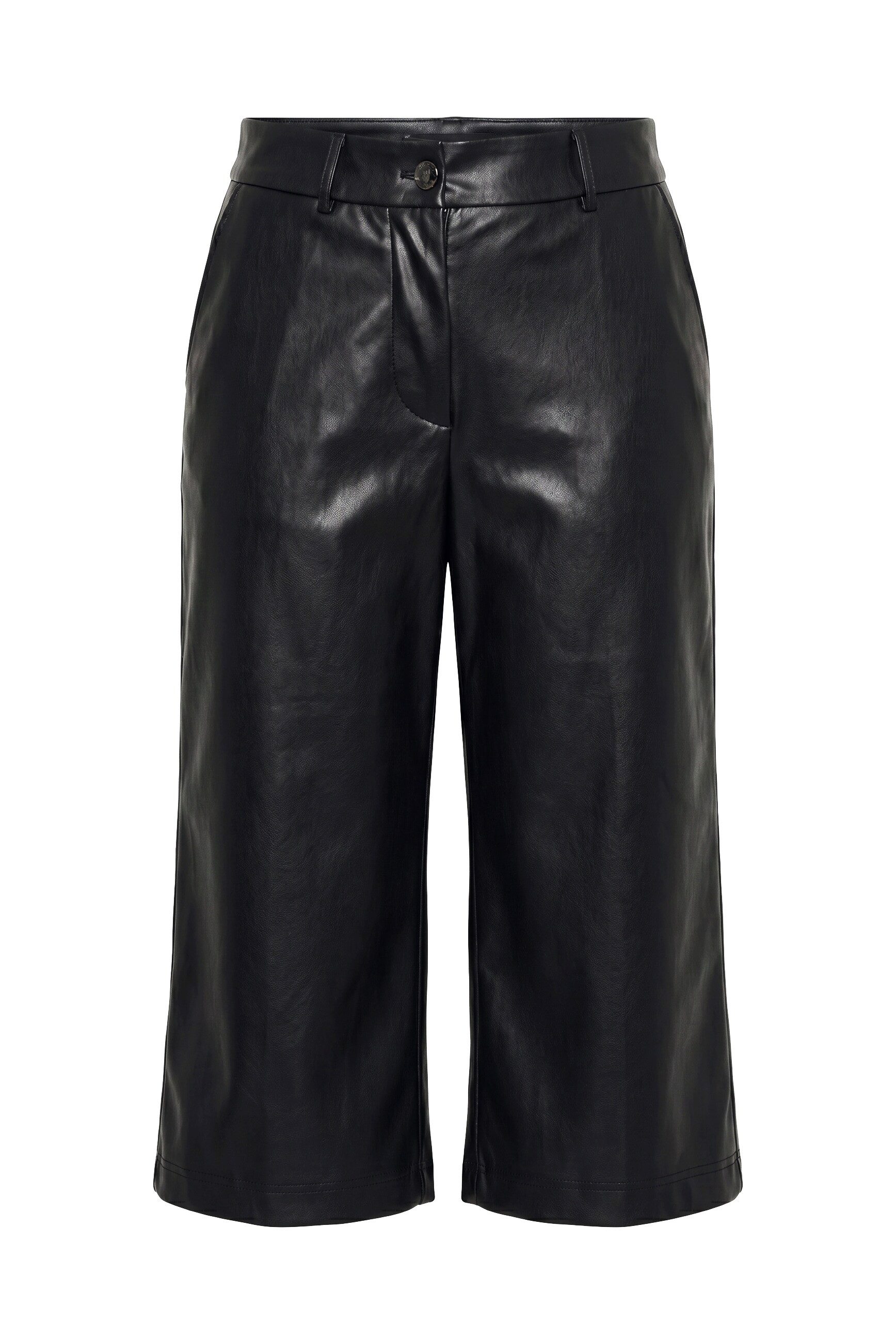 MIAMODA Jeansshorts Lederoptik-Culotte weites Bein