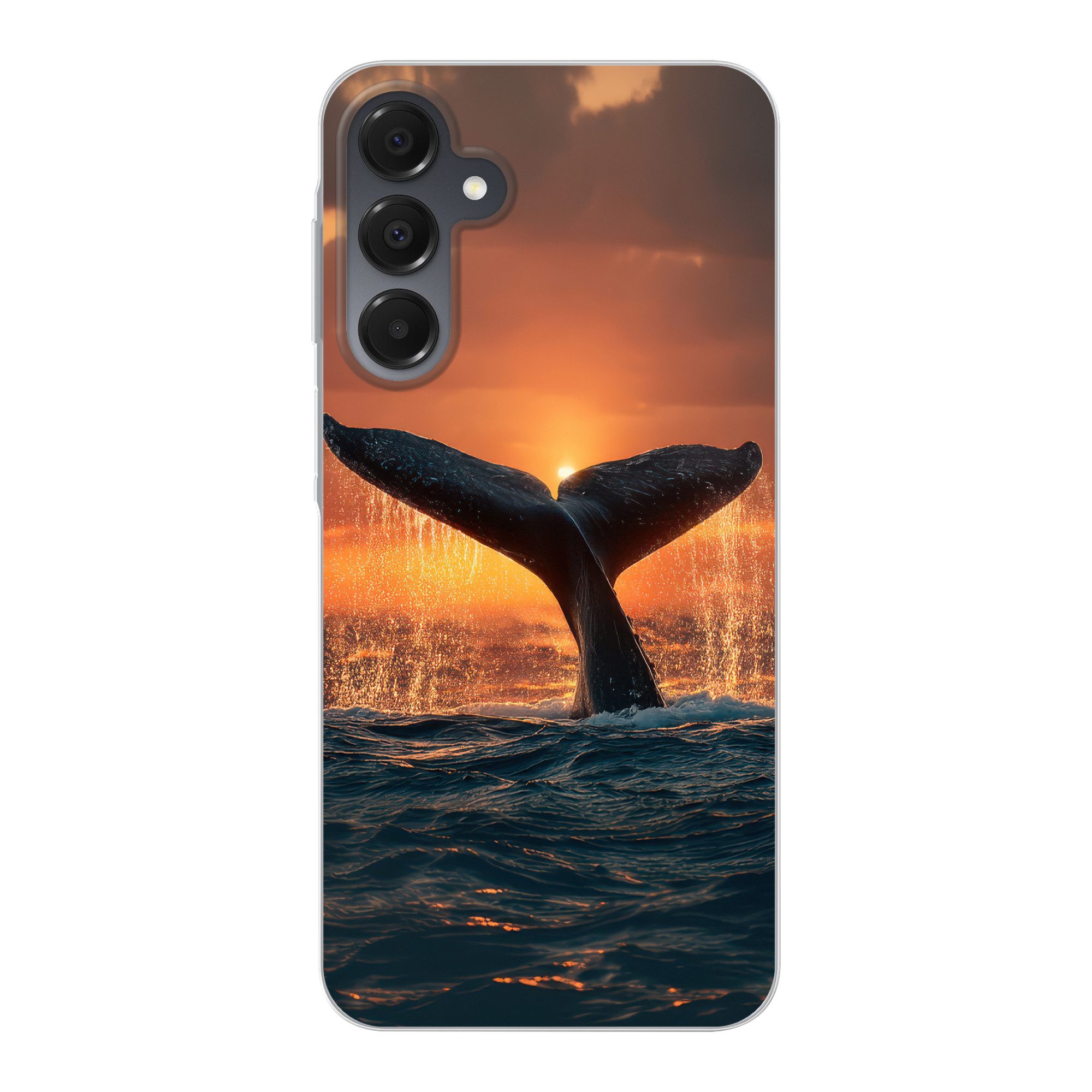 MuchoWow Handyhülle für Samsung Galaxy A16 Schwanz eines Wals - Wasser - Sonnenuntergang, Handy Case, Silikon, Bumper Case Dünn