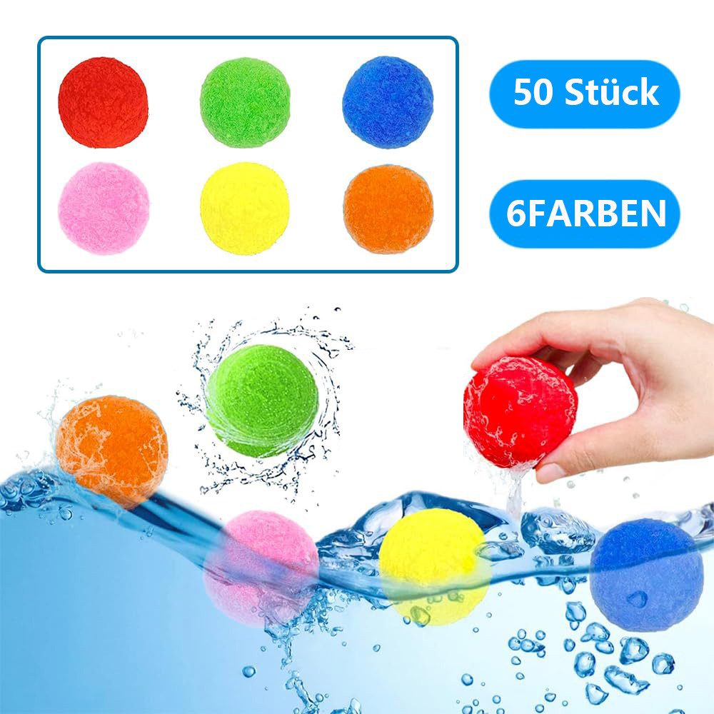 CLTYQ Wasserball Wiederverwendbare Wasserbomben Bälle aus Plüsch für Sommerparty, für Sommer im Freien Strandparty, Wasserspielzeug Kinder 50 Stück