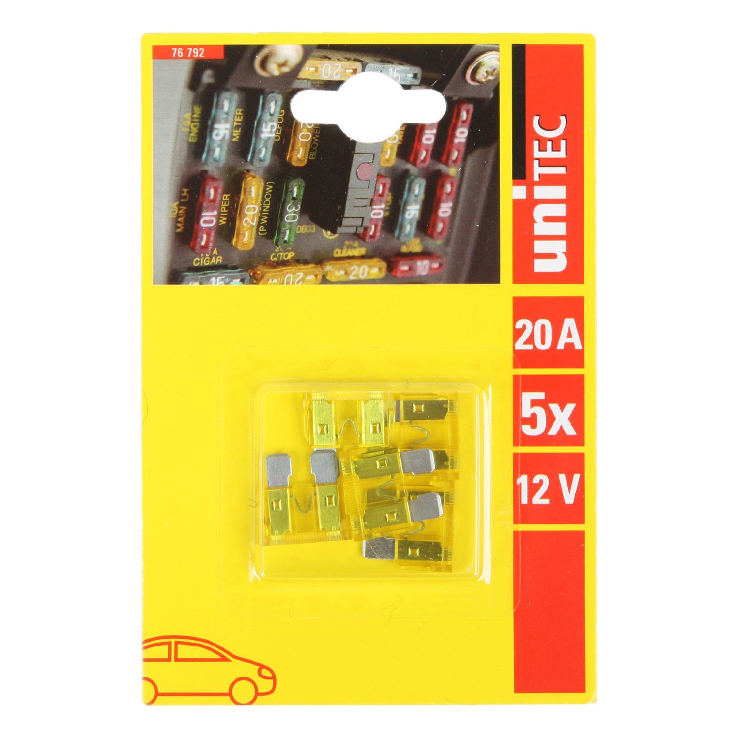 UNITEC ATC Flachsteck-Sicherung 20 A Set Kfz Auto-Adapter ATC zu ATC, Flachsicherung für Auto NFZ ATO etc, 20A Ampere – Bild 2 von 2