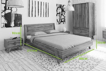 Natur24 Einzelbett Bett Jetro 2 Sonderl. 160x190 Kernbuche massiv Holzkopfteil Holzbeine