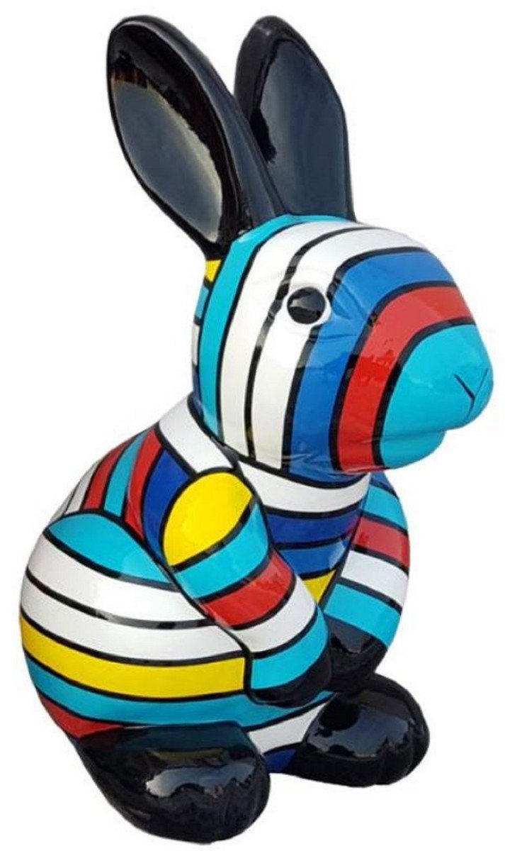 Skulptur Luxus Designer Dekofigur Hase Mehrfarbig H. 65 cm - Wetterbeständige Deko Skulptur - Luxus Deko Tierfigur - Wohnzimmer Deko Figur - Garten Deko Figur - Designer Deko Accessoires