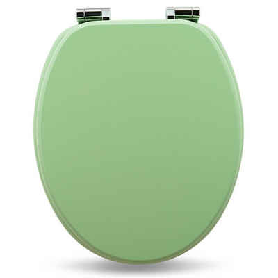 Sanfino WC-Sitz "Mint Green" Premium Toilettendeckel mit Absenkautomatik aus Holz, in einem schönem Grün, hohem Sitzkomfort, einfache Montage