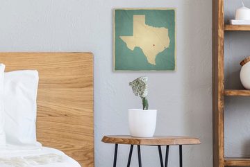 OneMillionCanvasses® Leinwandbild Eine Illustration der Karte von Texas mit einem roten Punkt, an dem, (1 St), Leinwand Bilder für Wohnzimmer Schlafzimmer