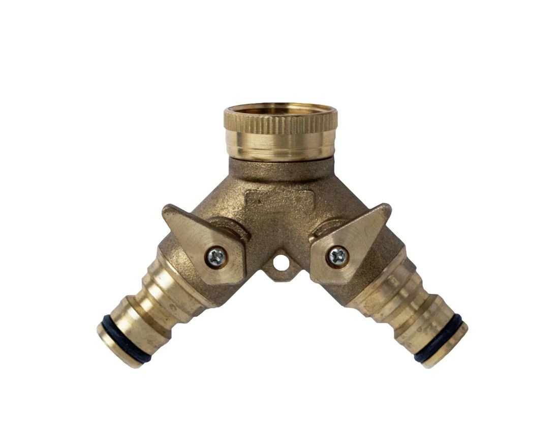 Westfalia Werkzeug 2-Wege Verteiler Wasserverteiler 2 Wege für 1/2' + 3/4', Wasserhahnanschluss /Wasserhahnstecker