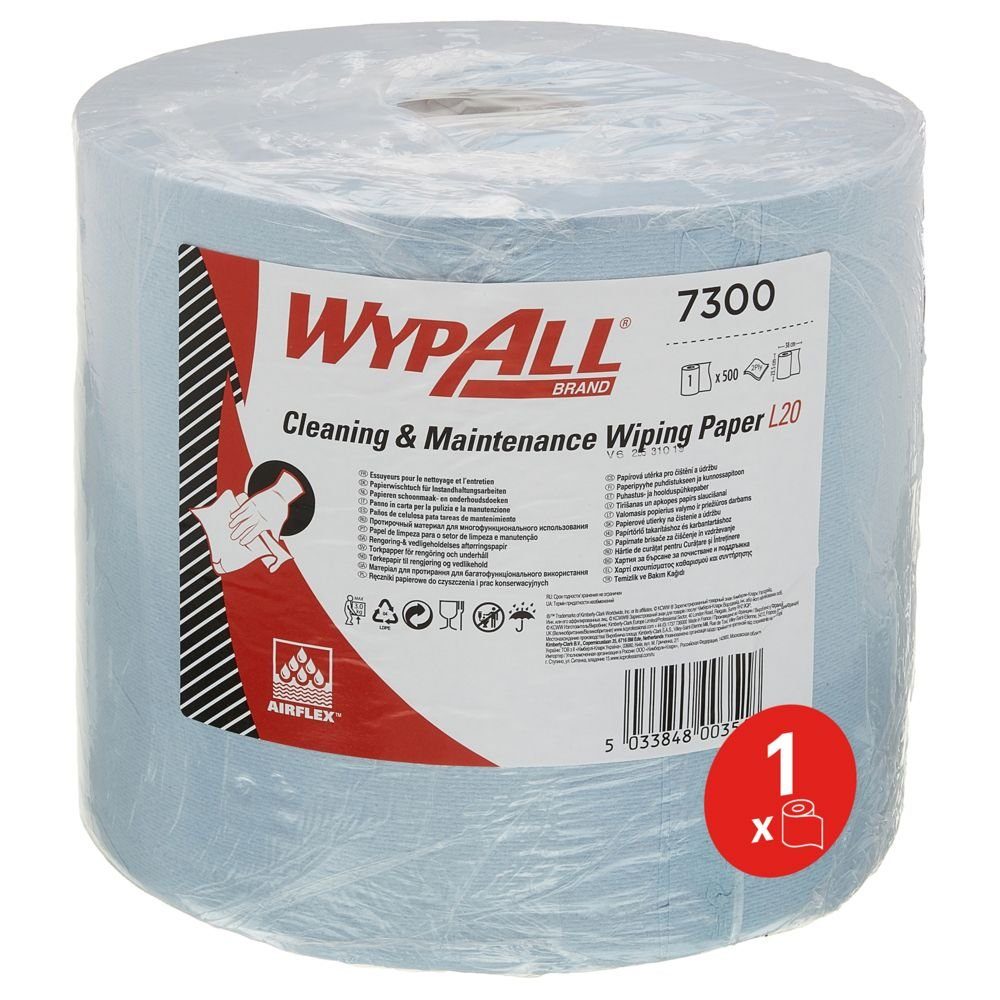 Wypall Druckerpapier WYPALL Putztuchrolle L20 EXTRA+ 2-lagig blau, 500 Blätter | Papier