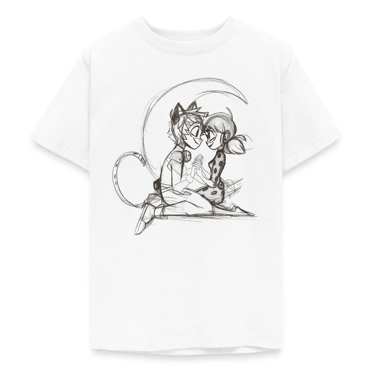 Spreadshirt T-Shirt Miraculous Ladybug Und Cat Noir Zeichnung Teenager T-Shirt (1-tlg)