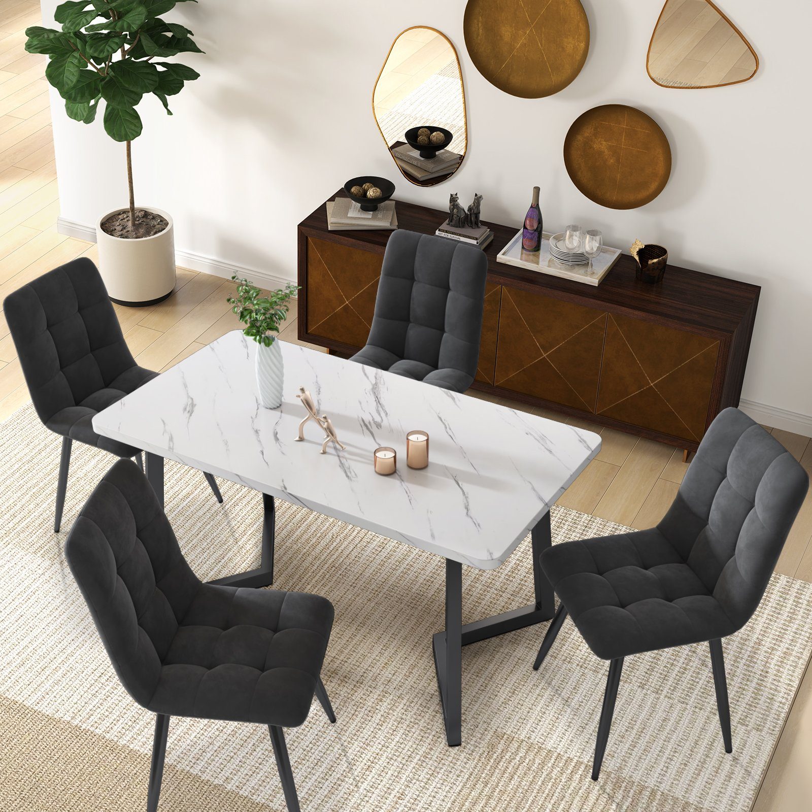 FUROKOY Esszimmerstuhl 4er Set Esszimmerstuhl Küchenstuhl Polsterstuhl (4 S günstig online kaufen