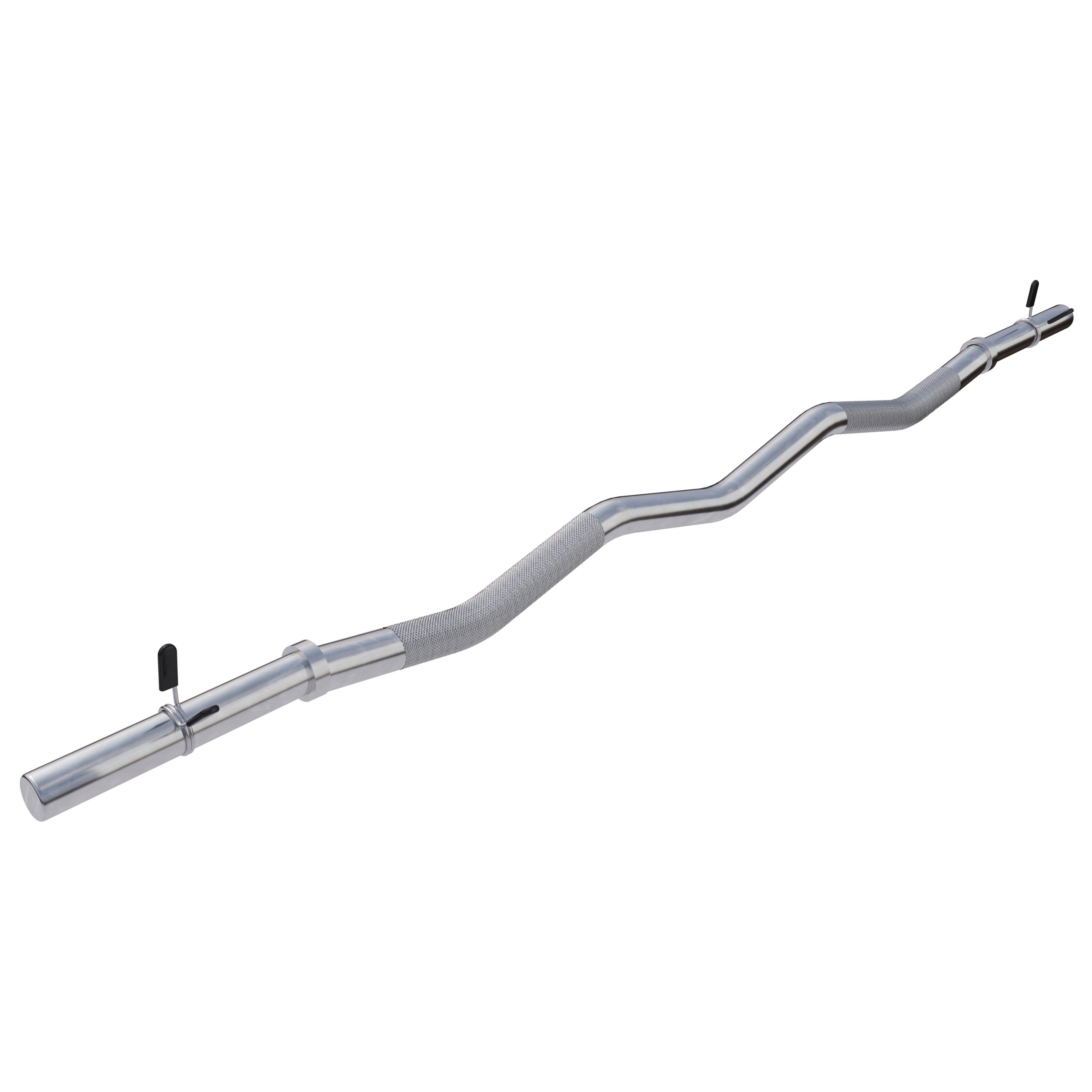 GORILLA SPORTS Curlstange SZ-Stange, Länge 120cm, bis 180kg Belastbar, Ø 30mm, Griff Gerändelt, aus Chrom, (1-tlg., mit 2 Federverschlüssen), Rutschfest, Langhantelstange, SZ Curlhantelstange - für Krafttraining